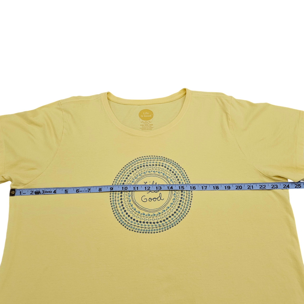 Life is Good Shirt Womens XXL Yellow Crusher Tee Graphic Print Short Sleeve - Picture 12 of 12